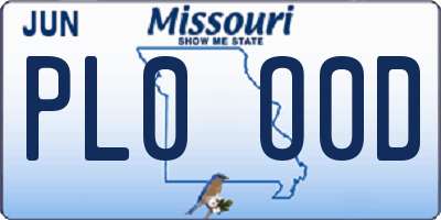 MO license plate PL0O0D