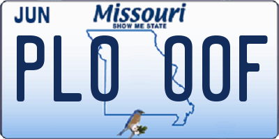 MO license plate PL0O0F