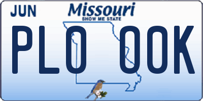 MO license plate PL0O0K