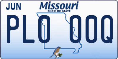 MO license plate PL0O0Q