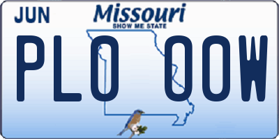 MO license plate PL0O0W