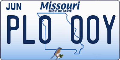 MO license plate PL0O0Y
