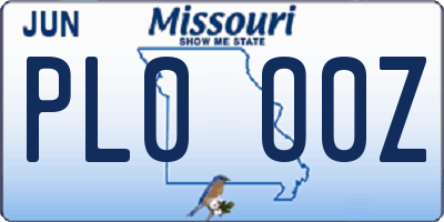 MO license plate PL0O0Z