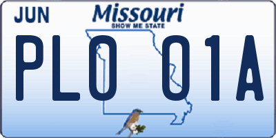 MO license plate PL0O1A