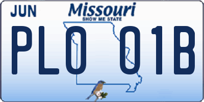 MO license plate PL0O1B