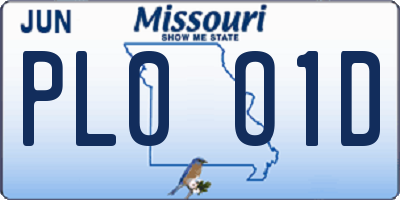 MO license plate PL0O1D