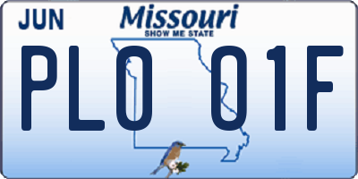 MO license plate PL0O1F