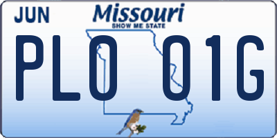MO license plate PL0O1G