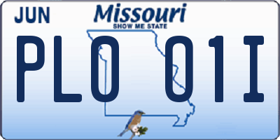 MO license plate PL0O1I