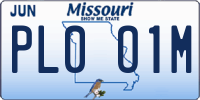 MO license plate PL0O1M
