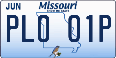 MO license plate PL0O1P