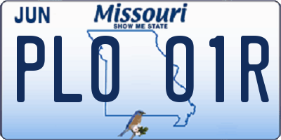 MO license plate PL0O1R