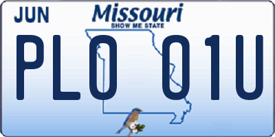 MO license plate PL0O1U