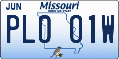 MO license plate PL0O1W