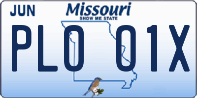 MO license plate PL0O1X