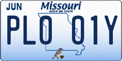MO license plate PL0O1Y