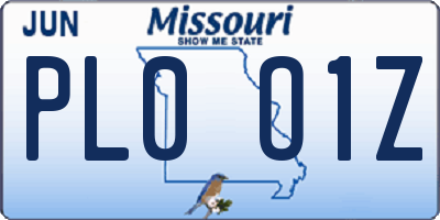 MO license plate PL0O1Z