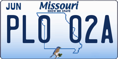 MO license plate PL0O2A