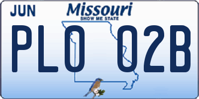 MO license plate PL0O2B