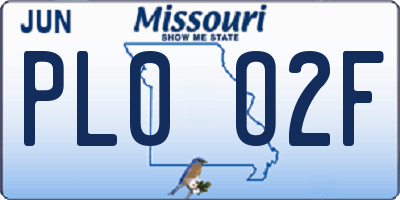 MO license plate PL0O2F