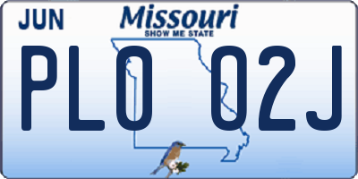 MO license plate PL0O2J