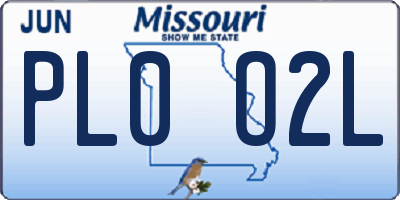 MO license plate PL0O2L