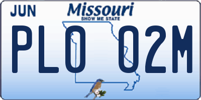 MO license plate PL0O2M