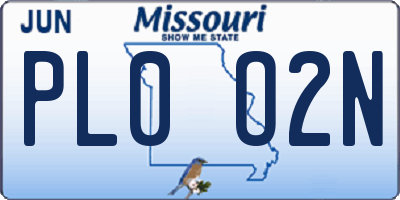 MO license plate PL0O2N