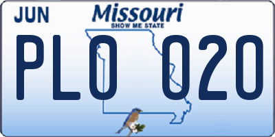 MO license plate PL0O2O