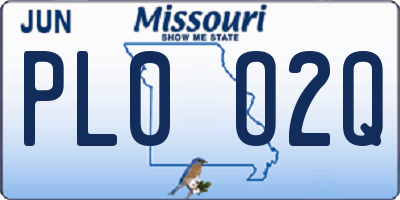 MO license plate PL0O2Q