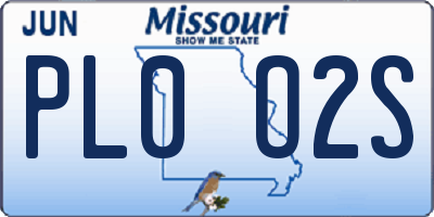MO license plate PL0O2S