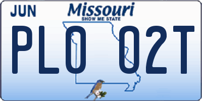 MO license plate PL0O2T
