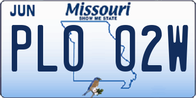MO license plate PL0O2W
