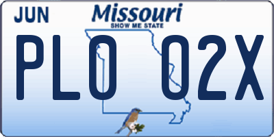 MO license plate PL0O2X