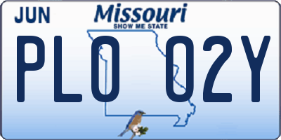 MO license plate PL0O2Y