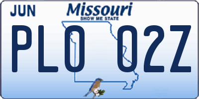MO license plate PL0O2Z