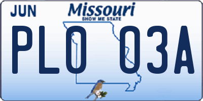 MO license plate PL0O3A