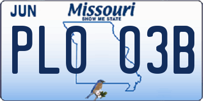 MO license plate PL0O3B