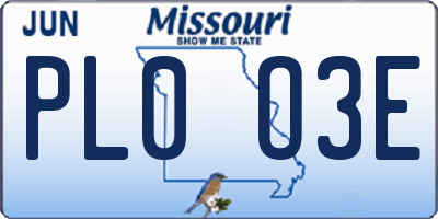 MO license plate PL0O3E
