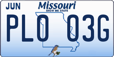 MO license plate PL0O3G