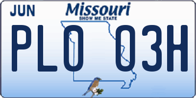 MO license plate PL0O3H