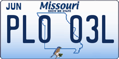 MO license plate PL0O3L