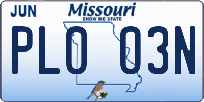 MO license plate PL0O3N