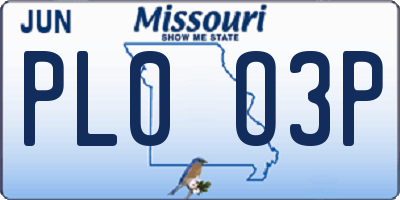 MO license plate PL0O3P