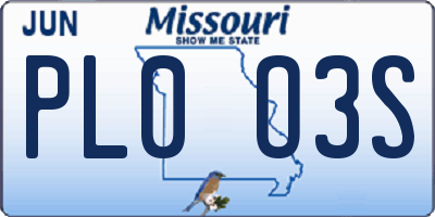 MO license plate PL0O3S
