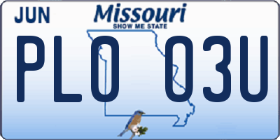 MO license plate PL0O3U