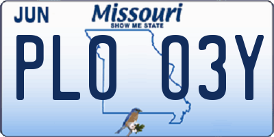 MO license plate PL0O3Y