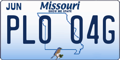 MO license plate PL0O4G