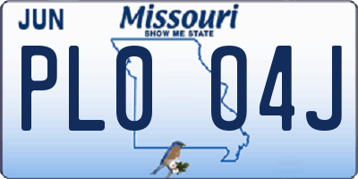 MO license plate PL0O4J