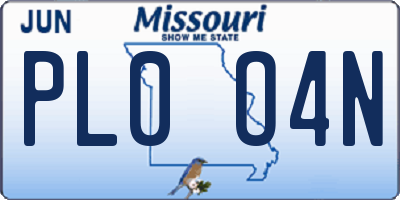 MO license plate PL0O4N